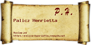 Palicz Henrietta névjegykártya